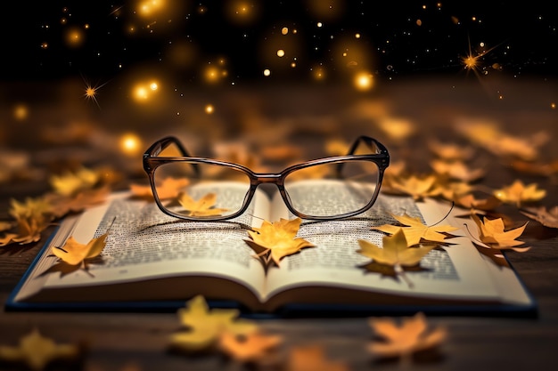 Falling Leaves Reading Glasses Bookworm fantasy herfst met prachtige licht boek dag