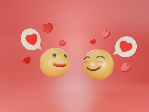 Photo falling in love emoji 3d render.