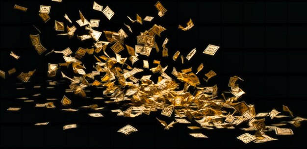 falling money isolated on black