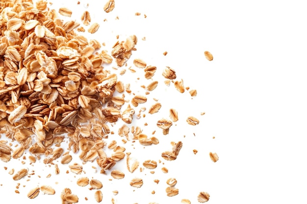 Foto falling muesli oat granola geïsoleerd op witte achtergrond