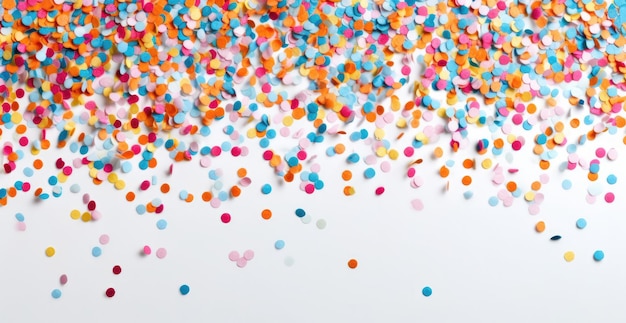 falling pastel color confetti and streamers