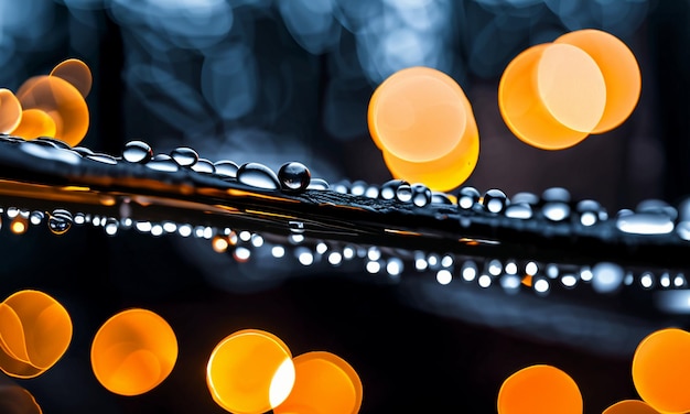 写真 雨の日に落ちる雨滴スローモーション特殊効果創造的な背景の壁紙デザイン