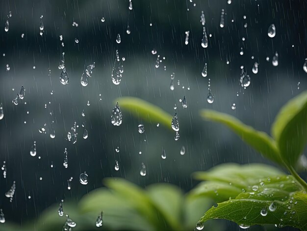 Photo falling raindrops photographed with a super telephoto lens