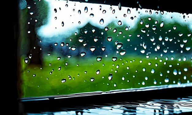 비오는 날에 떨어지는 빗방울 슬로우 모션 특수 효과 창의적인 배경 벽지 디자인