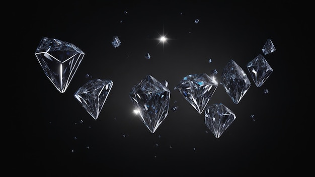 Falling Shining Diamond dark background Generative AI