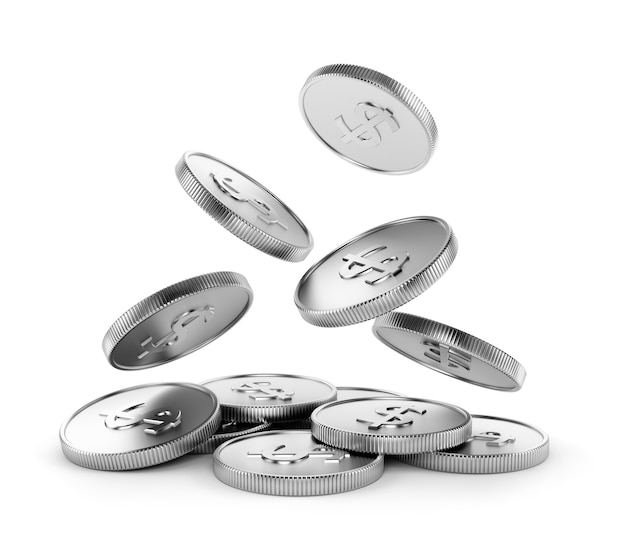 Falling silver coins