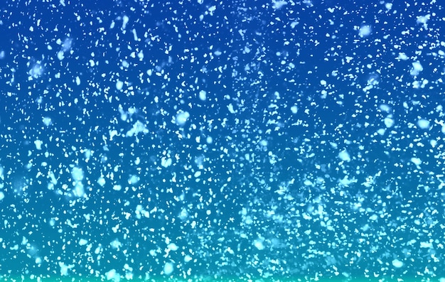 Falling snow on the blue sky