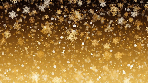 falling snow flake golden pattern background