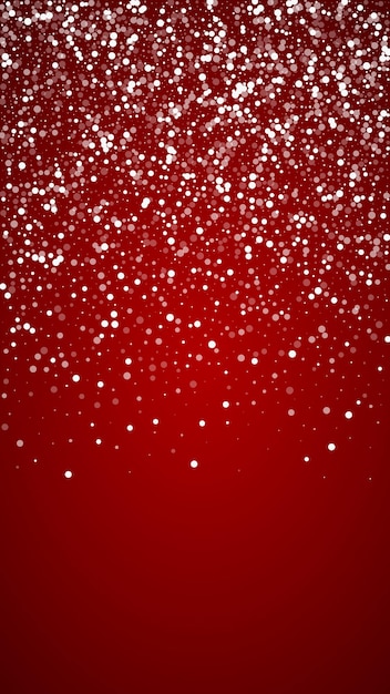 Падающие снежинки на рождественском фоне Тонкие летящие снежинки и звезды на Рождественском красном фоне Красиво падающие снежынки накладываются Вертикальная векторная иллюстрация