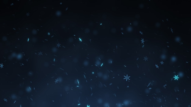 Falling snowflakes, magic snow background 3d illustration