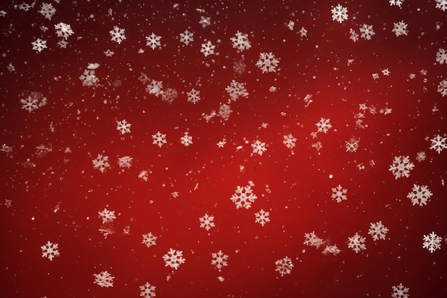 Falling snowflakes on red background image generative ai