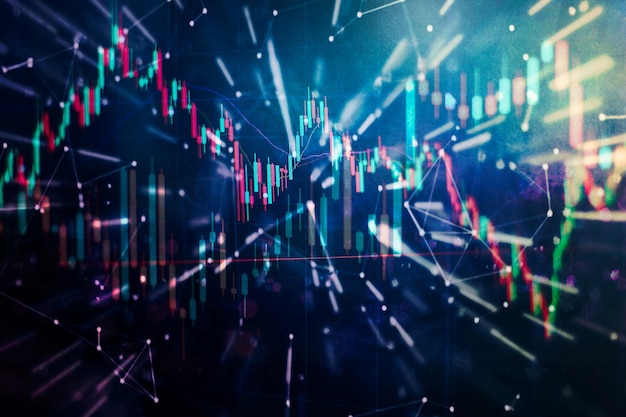 Photo falling stock markets, stocks for coronavirus , analysis for professional technical analysis on the monitor of a computer.