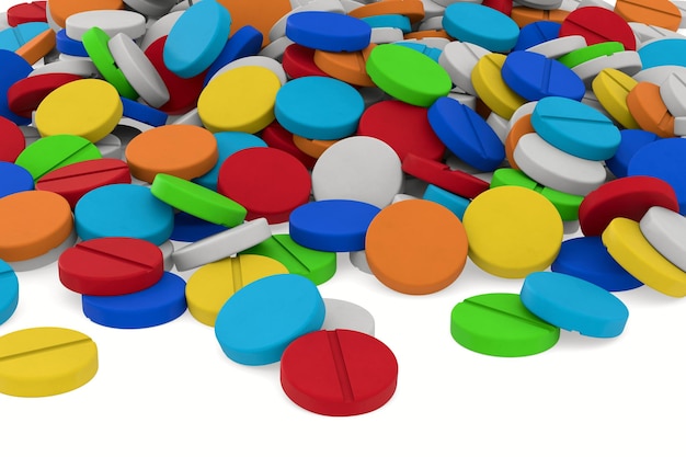 Falling tablets on white background Isolated 3D illustration