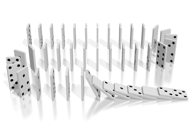 Photo falling white domino tiles