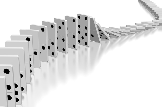 Photo falling white domino tiles