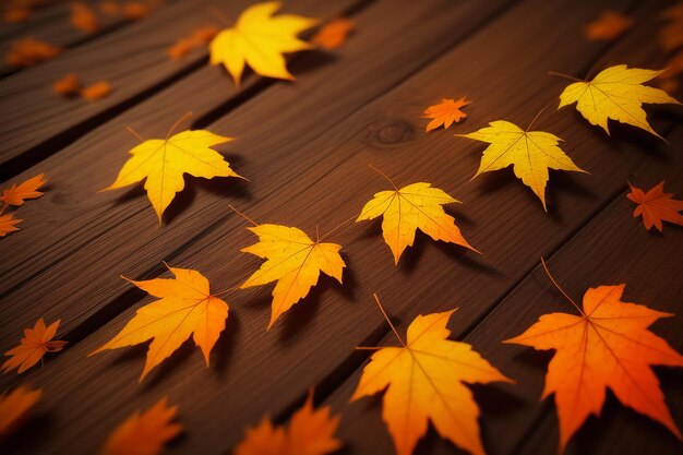 Falling yellow and red maple leaves atmosphere wallpaper background photography