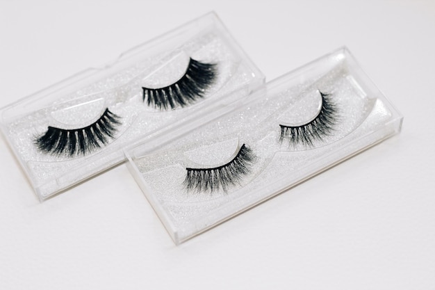 False decorative eyelashes on a white background