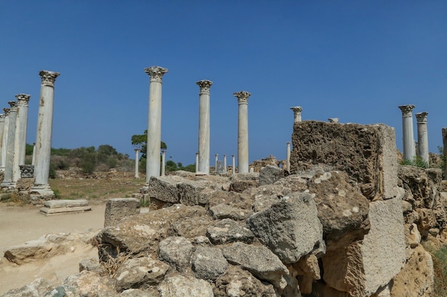 Famagusta Turkse Republiek Noord-Cyprus Columns in de oude stad Salamis Ruins