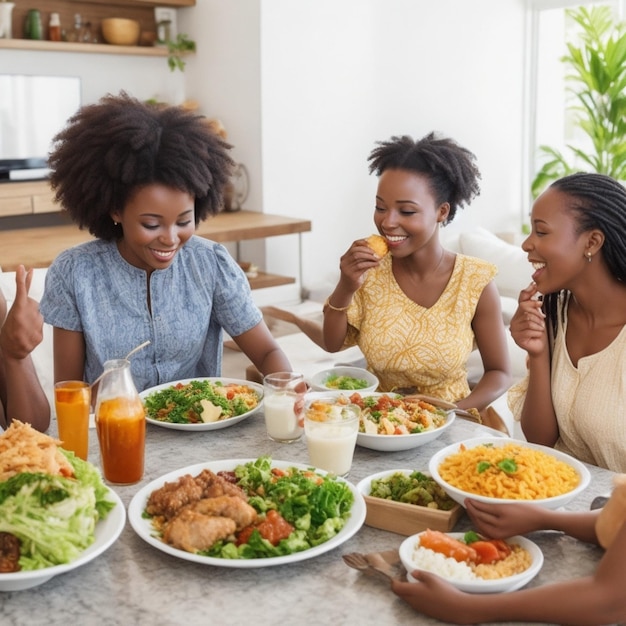 familie die fastfood eet