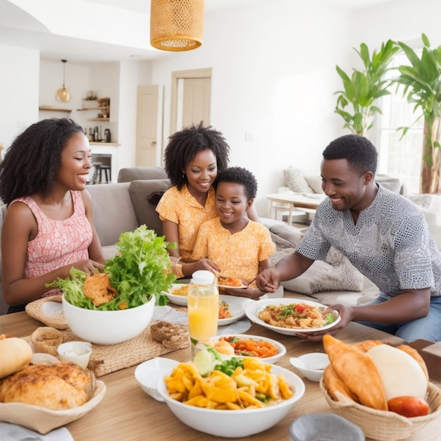 familie die fastfood eet