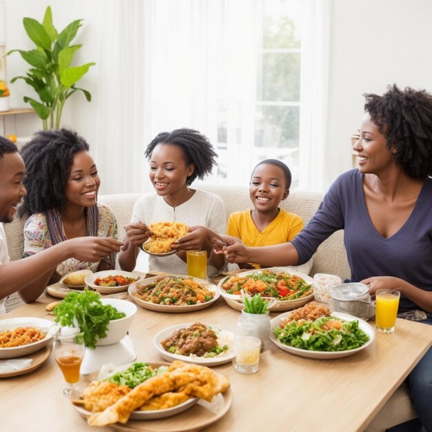 familie die fastfood eet