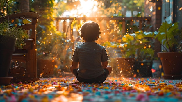 familie die Holi viert in een uitbarsting van creatieve energie