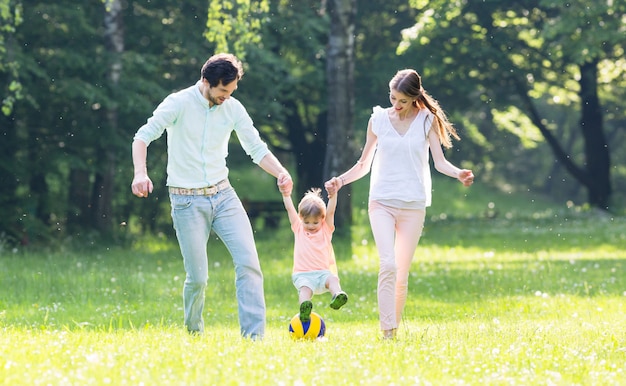 Familie die lopen samen in de zomer