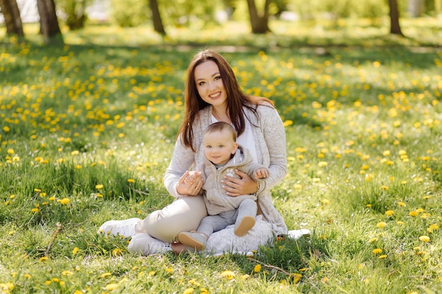 Familie die van wandeling In Park geniet