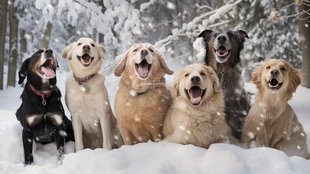 Familie gelukkige feestdagen honden