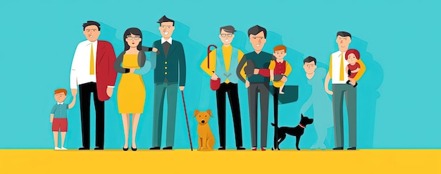 familie portret vector in de stijl van geanimeerde gifs