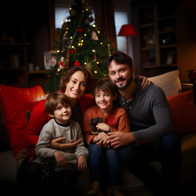 Foto familie reunida en navidad felices