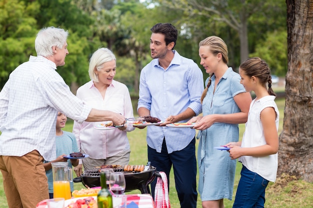 Familie samen genieten in park