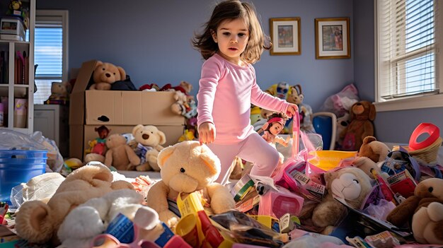 Foto familie speels kinderspeelgoed uitpakken