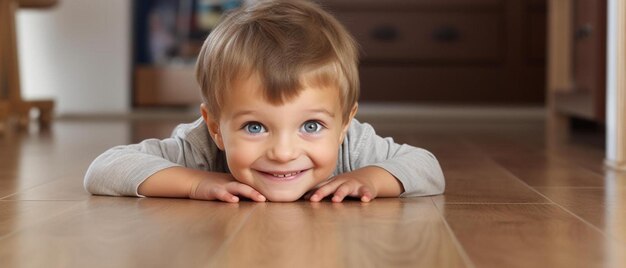 familie thuis concept kleine jongen die verstoppertje speelt