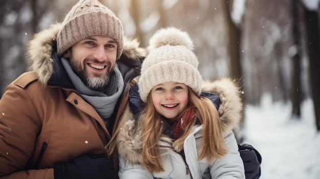 Familieband tijdens winteractiviteiten in het park