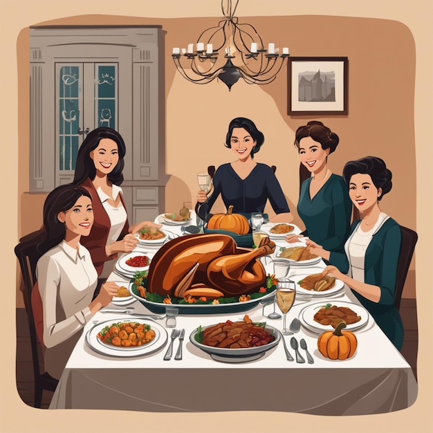 Familiediner illustratie van Thanksgiving