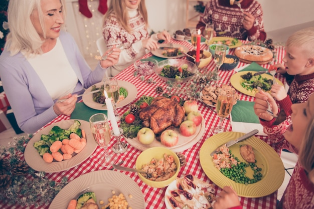 Familieleden genieten samen van het kerstfeest