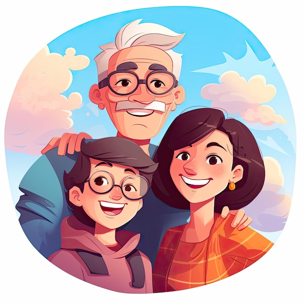 familieportret cartoon illustratie