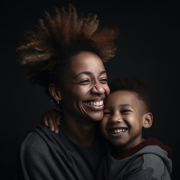 Familieportret van moeder en zoon