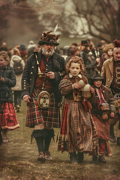 Photo families enjoying a traditional easter egg roll in scotland neighbor holiday creative background jpg