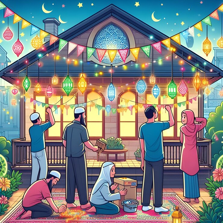Photo families unite decorating for eid delight