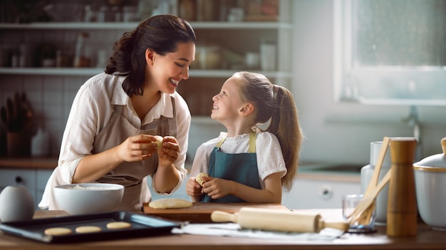 family are preparing bakery together