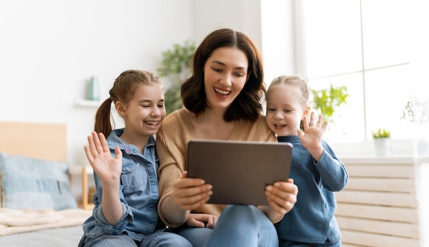 Family are talking with friends