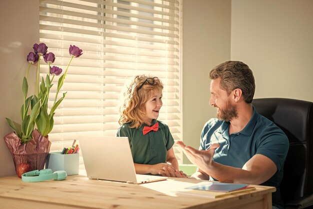 family blog nerd boy do homework with teacher webinar video lesson online education