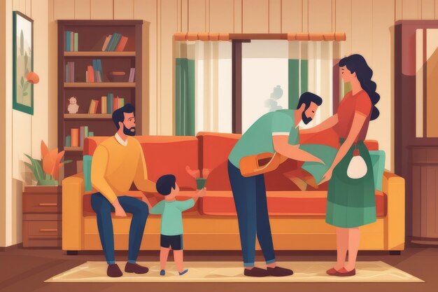 Family Bond Heartfelt Illustration Celebrating Fathers Day