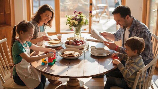 Family during breakfast