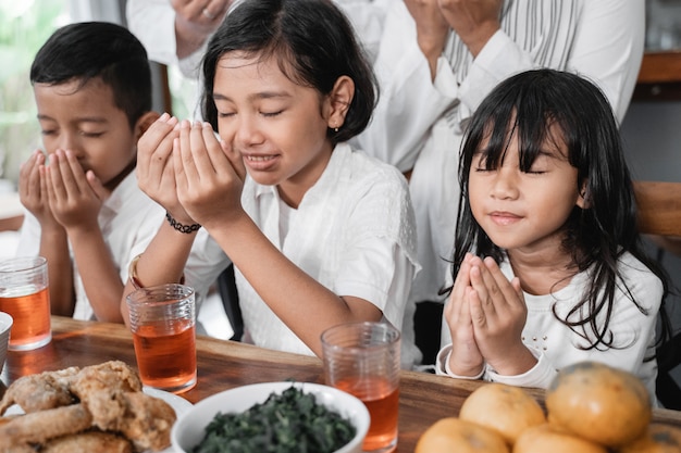 Family breaking the fast