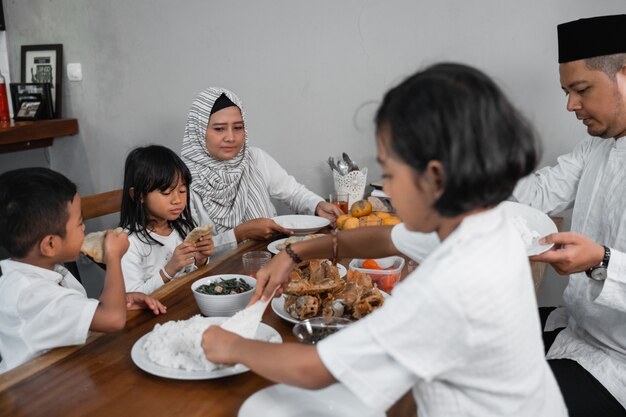 Family breaking the fast