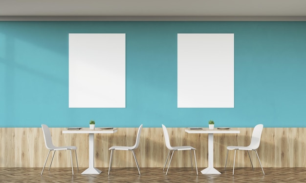 Family cafe with two posters and green walls