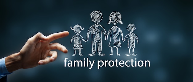 Family care and protection insurance concept